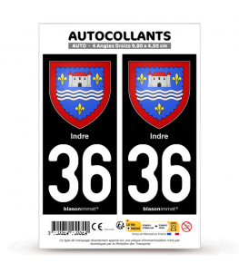 36 Indre - Armoiries | Autocollant plaque immatriculation