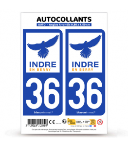 36 Indre - Département | Autocollant plaque immatriculation