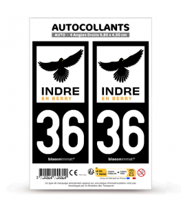 36 Indre - Département | Autocollant plaque immatriculation