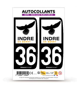 36 Indre - Département | Autocollant plaque immatriculation