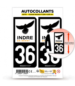 36 Indre - Département | Autocollant plaque immatriculation