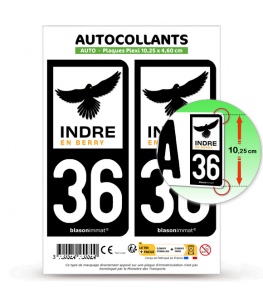 36 Indre - Département | Autocollant plaque immatriculation