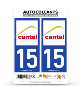 15 Cantal - Département | Autocollant plaque immatriculation