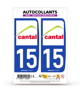 15 Cantal - Département | Autocollant plaque immatriculation