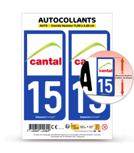 15 Cantal - Département | Autocollant plaque immatriculation