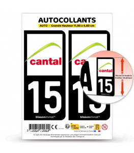 15 Cantal - Département | Autocollant plaque immatriculation