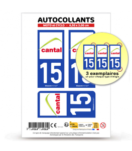 15 Cantal - Département | Autocollant plaque immatriculation