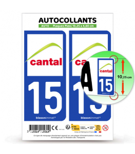 15 Cantal - Département | Autocollant plaque immatriculation