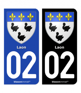 02 Laon - Armoiries | Autocollant plaque immatriculation