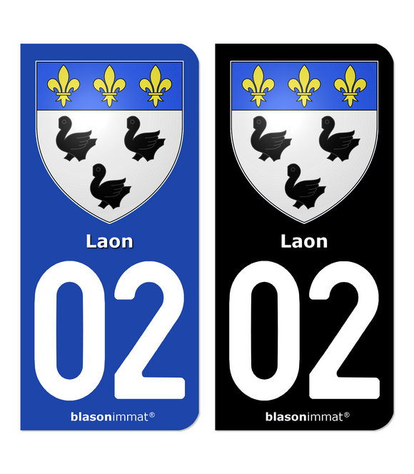 02 Laon - Armoiries | Autocollant plaque immatriculation