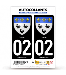 02 Laon - Armoiries | Autocollant plaque immatriculation