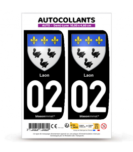 02 Laon - Armoiries | Autocollant plaque immatriculation