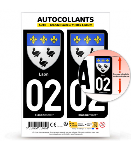 02 Laon - Armoiries | Autocollant plaque immatriculation