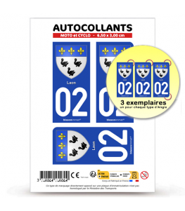 02 Laon - Armoiries | Autocollant plaque immatriculation