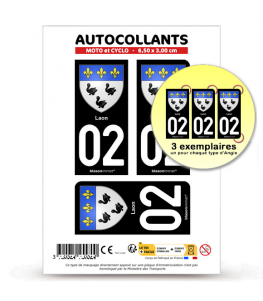 02 Laon - Armoiries | Autocollant plaque immatriculation