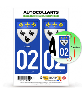 02 Laon - Armoiries | Autocollant plaque immatriculation