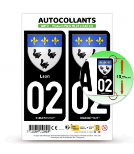 02 Laon - Armoiries | Autocollant plaque immatriculation