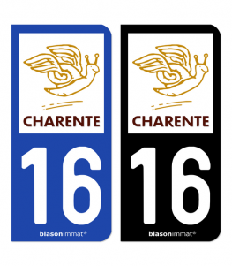 16 Charente - Département | Autocollant plaque immatriculation