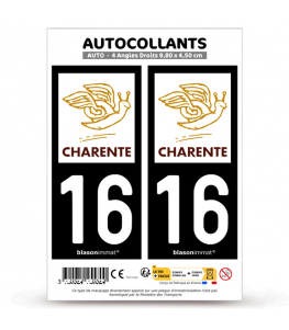 16 Charente - Département | Autocollant plaque immatriculation