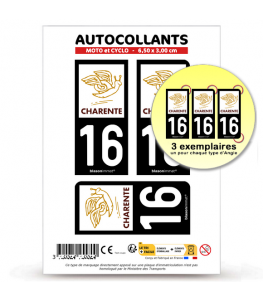 16 Charente - Département | Autocollant plaque immatriculation