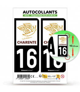 16 Charente - Département | Autocollant plaque immatriculation