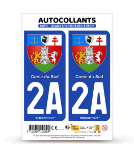 2A Corse du Sud - Armoiries | Autocollant plaque immatriculation