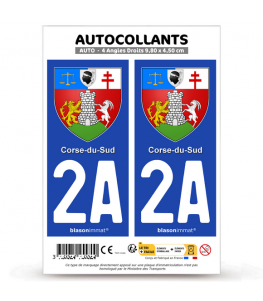 2A Corse du Sud - Armoiries | Autocollant plaque immatriculation