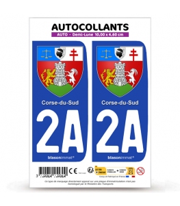 2A Corse du Sud - Armoiries | Autocollant plaque immatriculation