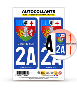 2A Corse du Sud - Armoiries | Autocollant plaque immatriculation