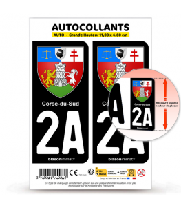 2A Corse du Sud - Armoiries | Autocollant plaque immatriculation