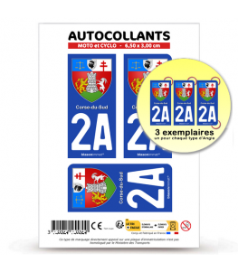 2A Corse du Sud - Armoiries | Autocollant plaque immatriculation