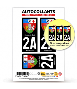 2A Corse du Sud - Armoiries | Autocollant plaque immatriculation