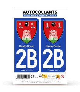 2B Haute-Corse - Armoiries | Autocollant plaque immatriculation