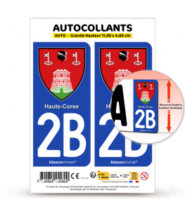 2B Haute-Corse - Armoiries | Autocollant plaque immatriculation