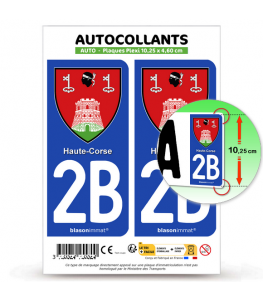 2B Haute-Corse - Armoiries | Autocollant plaque immatriculation