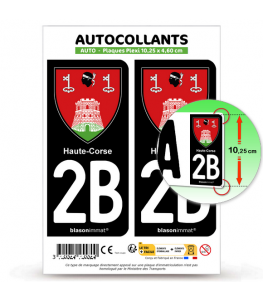 2B Haute-Corse - Armoiries | Autocollant plaque immatriculation