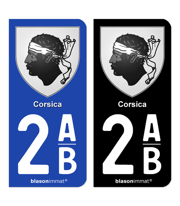 2AB Corsica - Armoiries | Autocollant plaque immatriculation