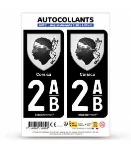 2AB Corsica - Armoiries | Autocollant plaque immatriculation