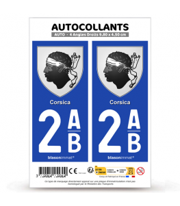 2AB Corsica - Armoiries | Autocollant plaque immatriculation