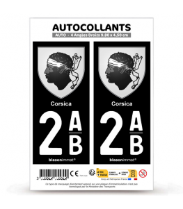 2AB Corsica - Armoiries | Autocollant plaque immatriculation