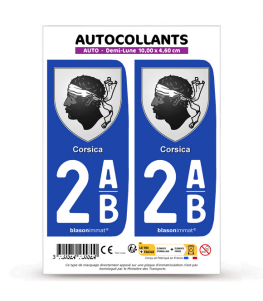 2AB Corsica - Armoiries | Autocollant plaque immatriculation