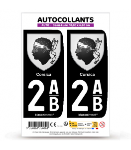 2AB Corsica - Armoiries | Autocollant plaque immatriculation