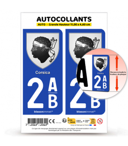 2AB Corsica - Armoiries | Autocollant plaque immatriculation