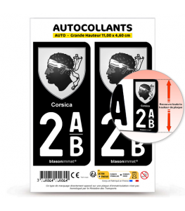 2AB Corsica - Armoiries | Autocollant plaque immatriculation