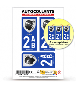 2AB Corsica - Armoiries | Autocollant plaque immatriculation