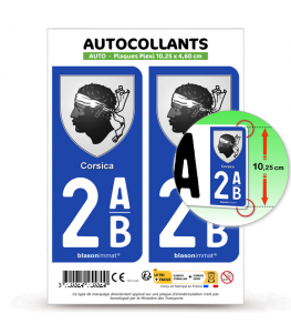 2AB Corsica - Armoiries | Autocollant plaque immatriculation