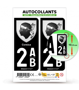 2AB Corsica - Armoiries | Autocollant plaque immatriculation