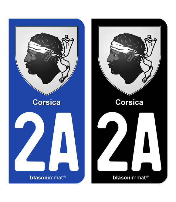 2A Corsica - Armoiries | Autocollant plaque immatriculation