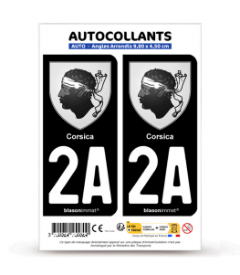 2A Corsica - Armoiries | Autocollant plaque immatriculation