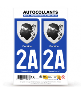 2A Corsica - Armoiries | Autocollant plaque immatriculation